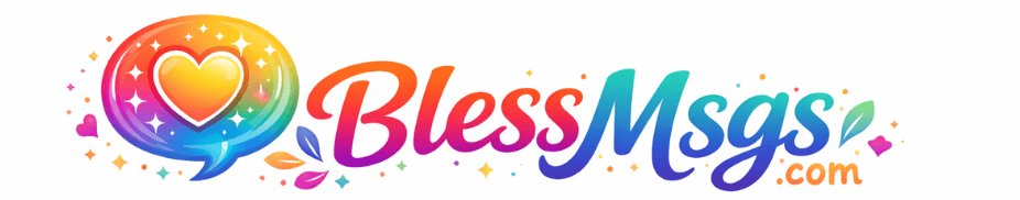 “BlessMsgs logo in vibrant gradient colors with heart icon on white background”