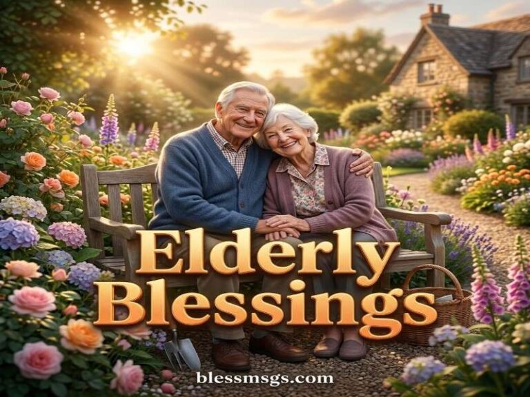 elderly couple sitting on garden bench surrounded by colorful flowers at sunset