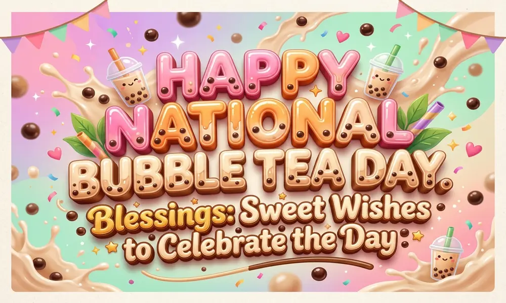 Happy National Bubble Tea Day. Blessings Sweet Wishes to Celebrate the Day